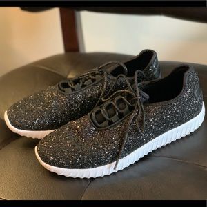 Black Glitter Tennis Shoes